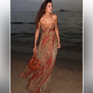 ZARA MIDI STRAPPY ZW COLLECTION FLORAL PRINT DRESS FLARED 3508/147 - NWT